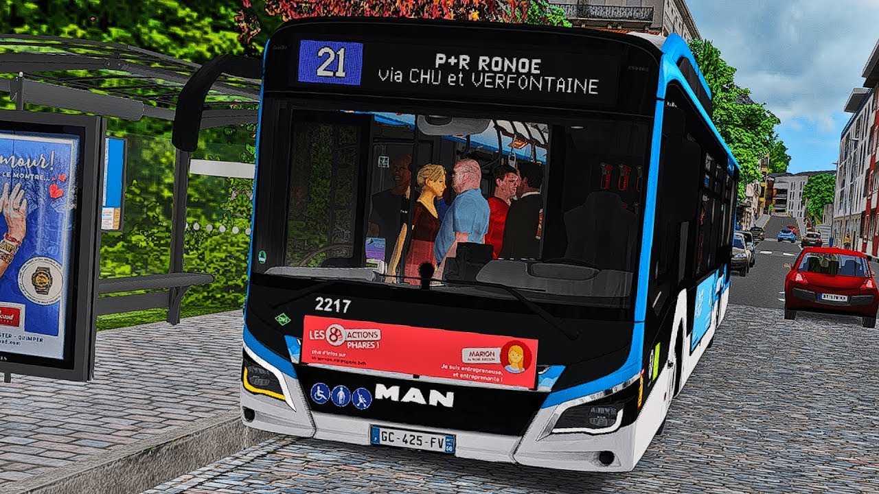 OMSI 2 Saint-Servan v2 | Ligne 21 Thiers-Victor Hugo → P+R Ronoé | MAN New Lion's City RATP.