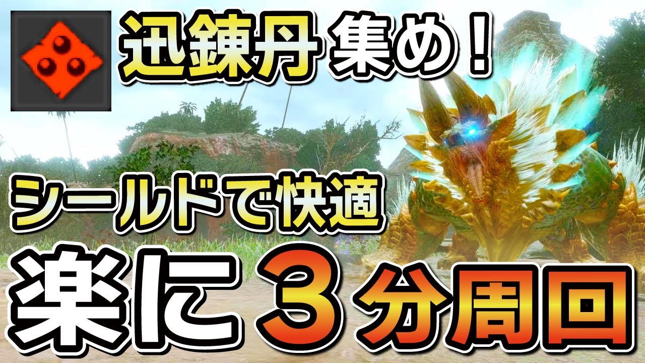 【楽にソロで迅錬丹集め！】シールド散弾ヘビィで迅錬丹救済クエ３分周回！強化個体ジンオウガも血氣とシールドで超快適に周回できる！絶対作ってほしい最強装備！[MHRSB / サンブレイク]