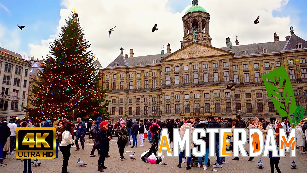 4K Walking Tour | Amsterdam During Christmas 🇳🇱 December 2023 🎄 HDR