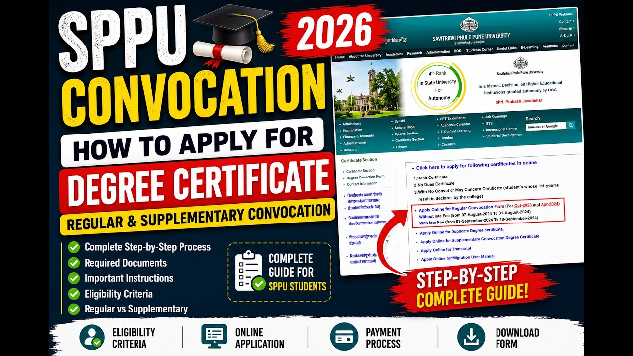 SPPU Convocation 2026 | How to Apply for Degree Certificate, Regular & Supplementary Convocation