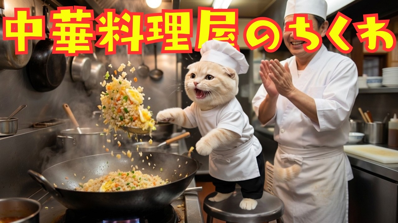 【世界一笑う猫ちくわ】中華鍋重たいよ〜！チャーハンと麻婆豆腐で大爆笑！中華料理屋バイトのちくわだよー