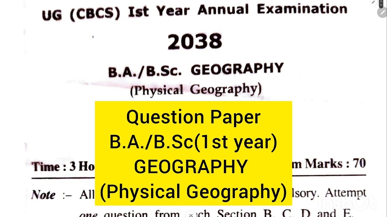 BA/BSc 1st year geography question paper||Physical Geography ||Annual Exam ||HPU Shimla||SPU Mandi||