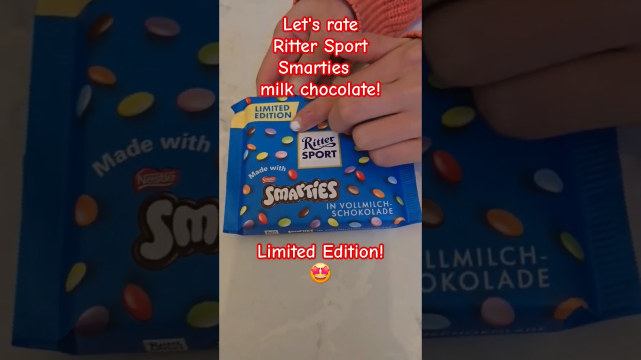 🤩Limited Edition! Smarties Ritter Sport Milk chocolate #foodreview #sweets #candy #viralshort  #reel