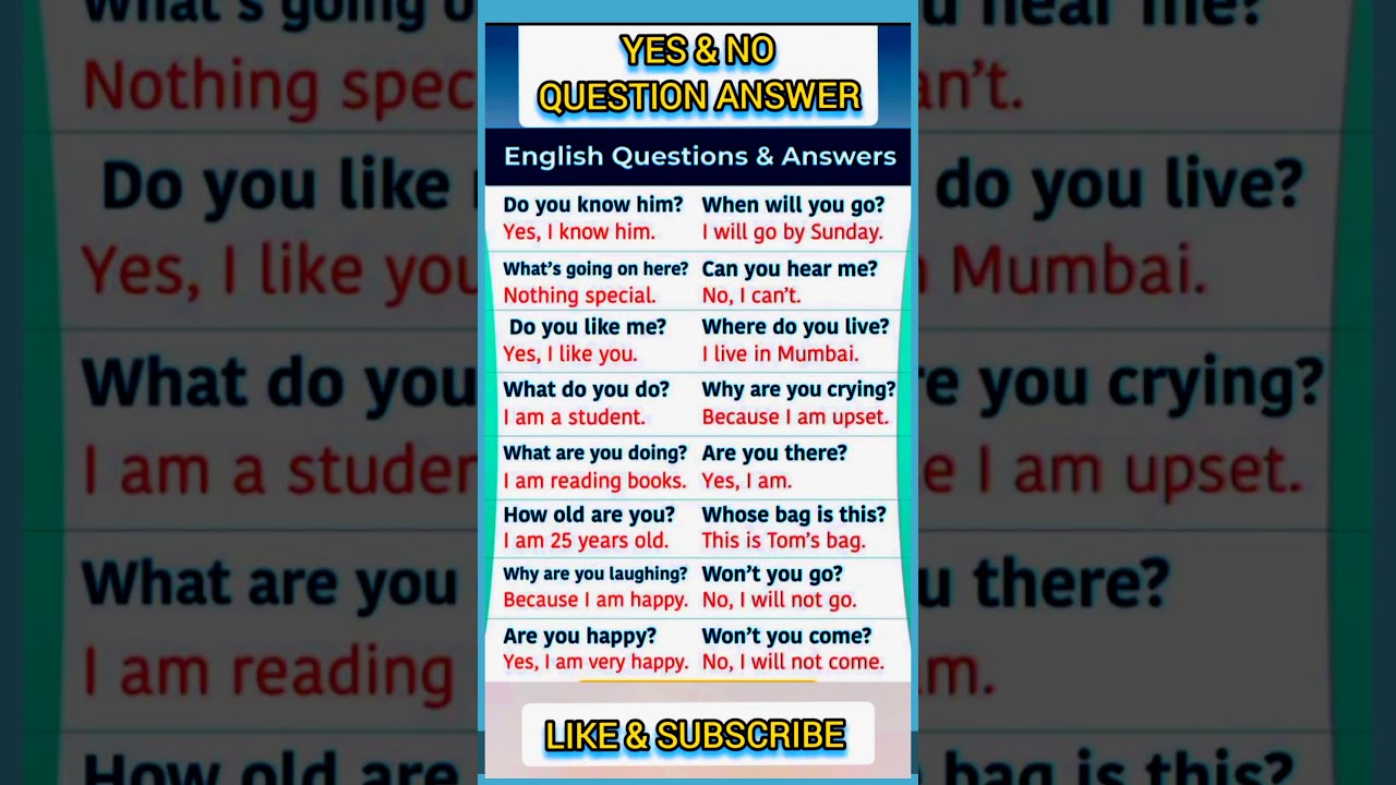 Yes Or No Questions & Answers. #spokenenglish
