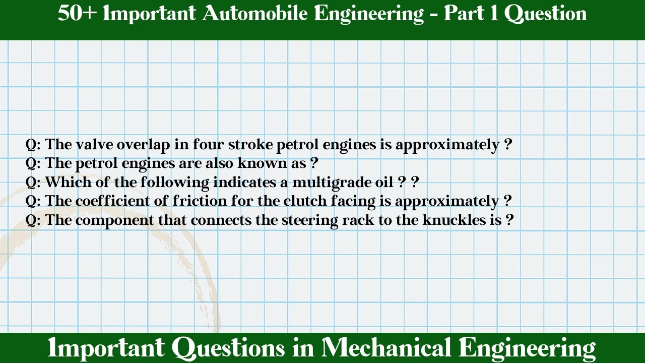 MCQ Questions Automobile Engineering - Part 1 with Answers
