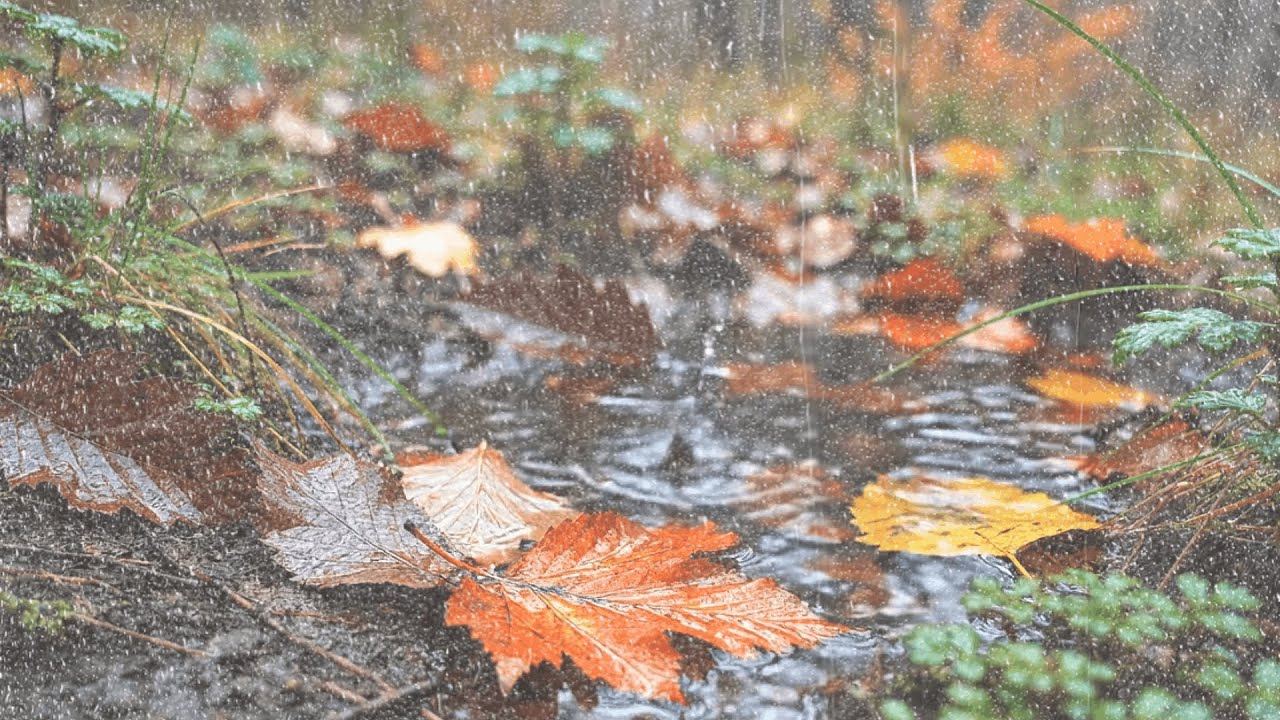 Get to Sleep in 3 Minutes with Relaxing Autumn Forest Rain on Puddles 8 Hours