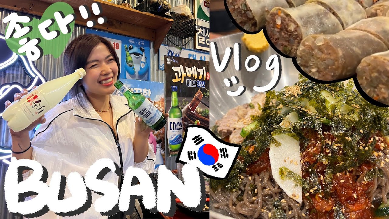釜山VLOG #1 | 睽違6年終於回韓國啦！下飛機立馬吃血腸、生章魚🐙手把手教你如何在韓國喝爆！拎啦🤣