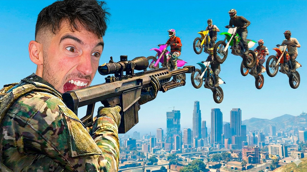 FRANCOTIRADOR VS MOTOCICLETAS !! MINIJUEGO GTA 5 ONLINE MUY EPICO !!