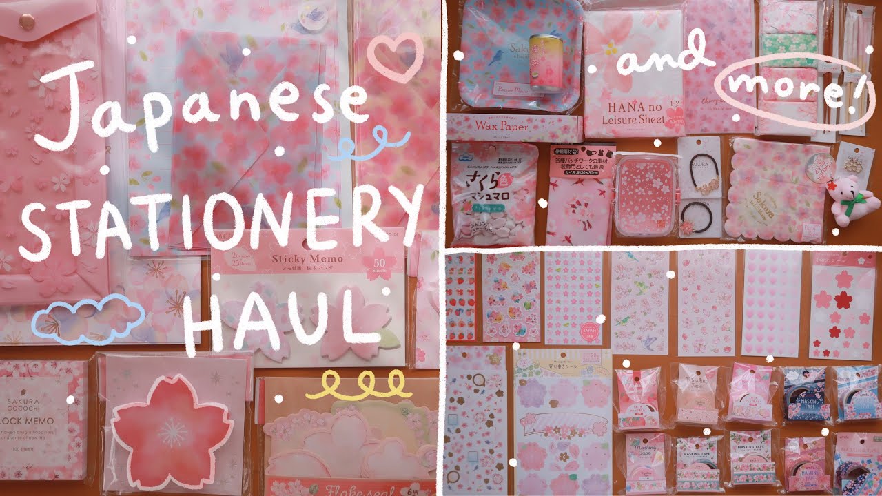 Japanese Stationery Haul 2021 (everything PINK & sakura theme) 🌸 | Rainbowholic