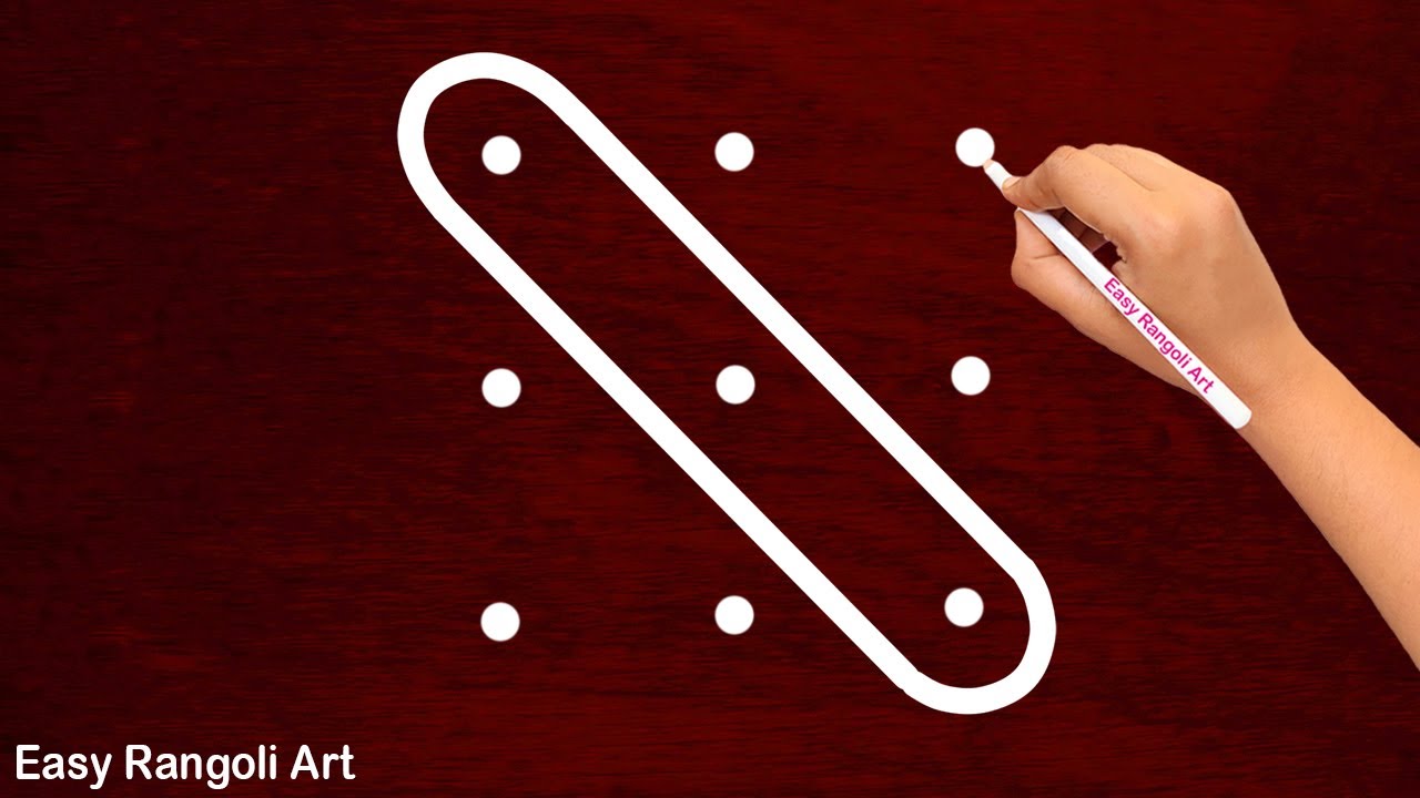 Easy Kolams for Friday | Latest Rangoli Designs with 3*3 dots | Simple Muggulu | Easy Rangoli Art