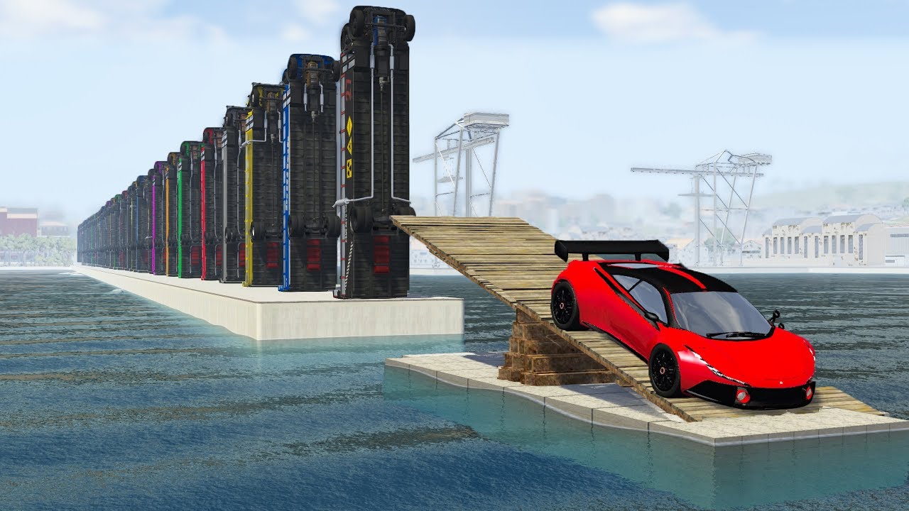 Beamng drive - Cars Domino effect Crashes, Jumps #4