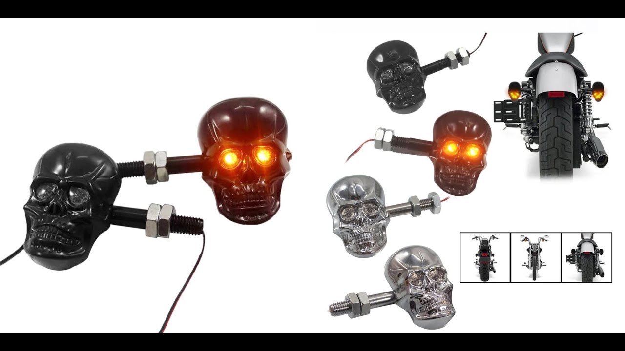 Motorcycle Accessories Refit Punk Skull Shape Turn Signal Lights Indicators Weatherproof