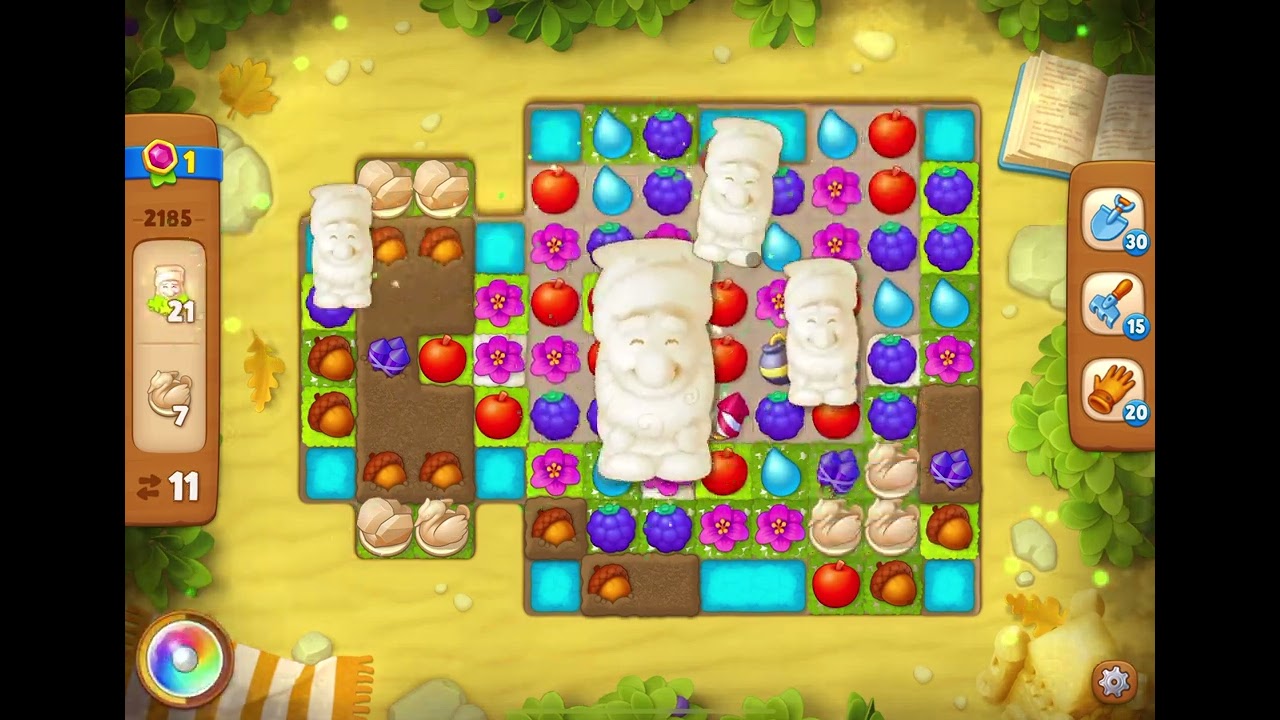 GardenScapes Level 2185 no boosters (18 moves)