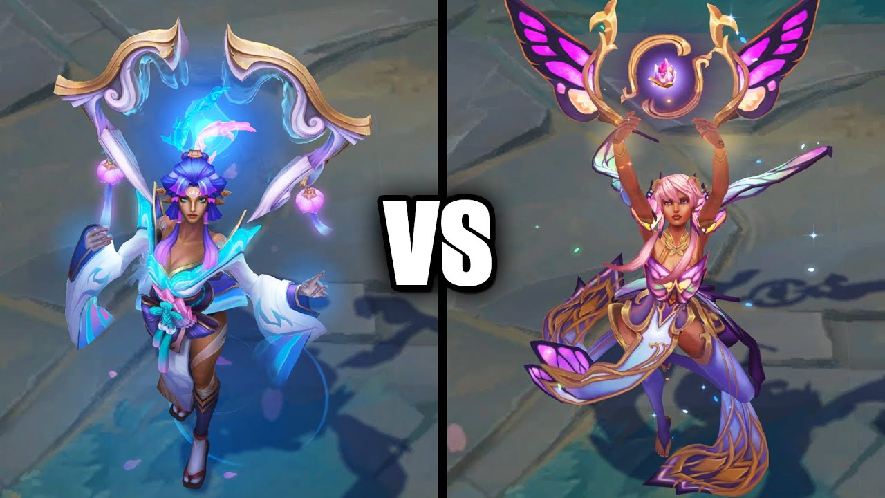 Spirit Blossom Karma vs Faerie Queen Karma Skins Comparison (League of Legends)