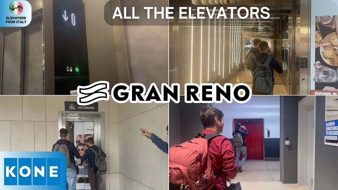 HUGE elevaTOUR! ALL THE KONE ELEVATORS at Gran Reno Mall - SC, Bologna, Italy - ELEVATOR QUARTET!