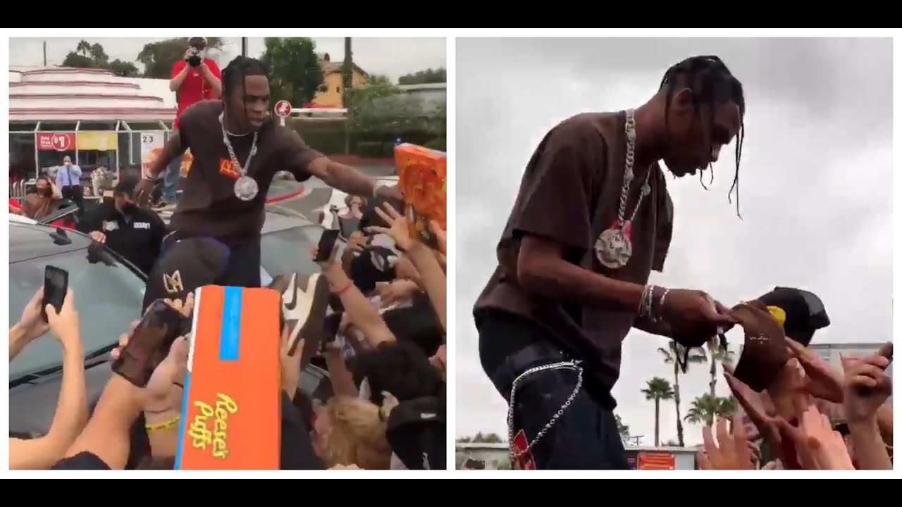 Travis Scott Visits McDonald's in Downey!