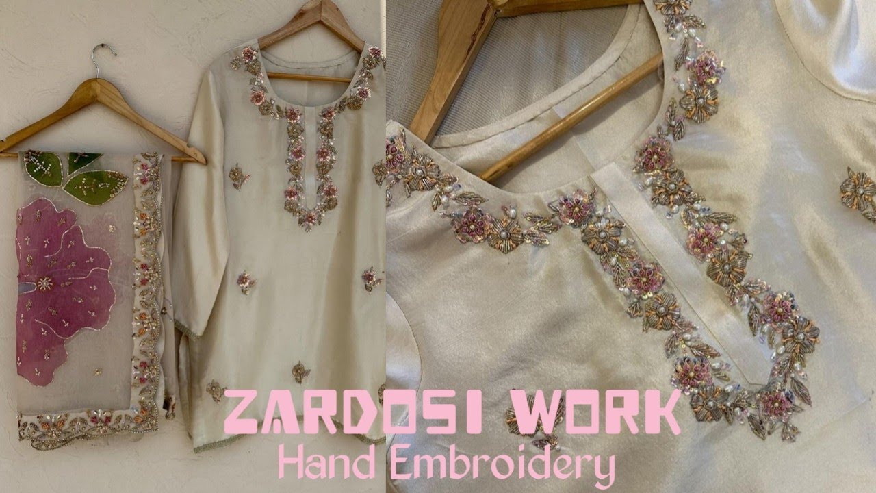 Zardosi work suit design 🌸 handwork embroidery ✨#embroidery #stitching