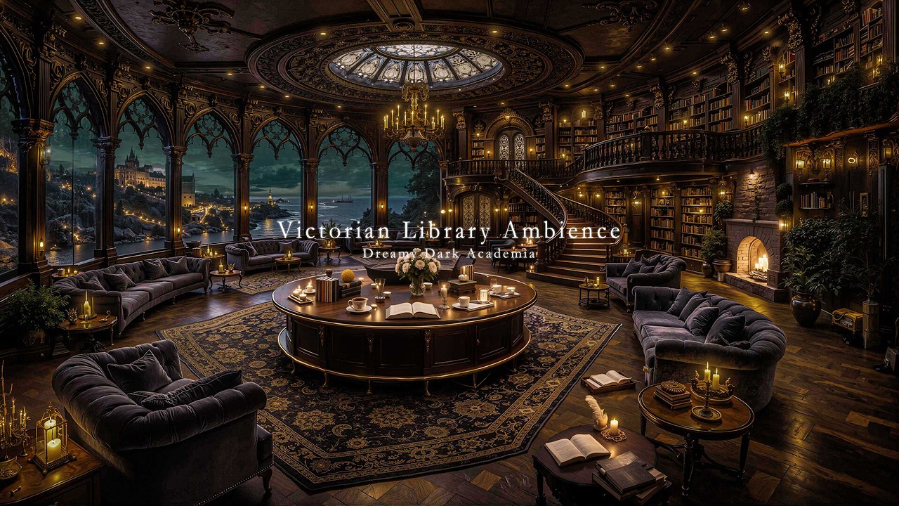 Spring Rainy in Majestic Gothic Library by the Seaside🌙 Melancholic Dark Academia Music