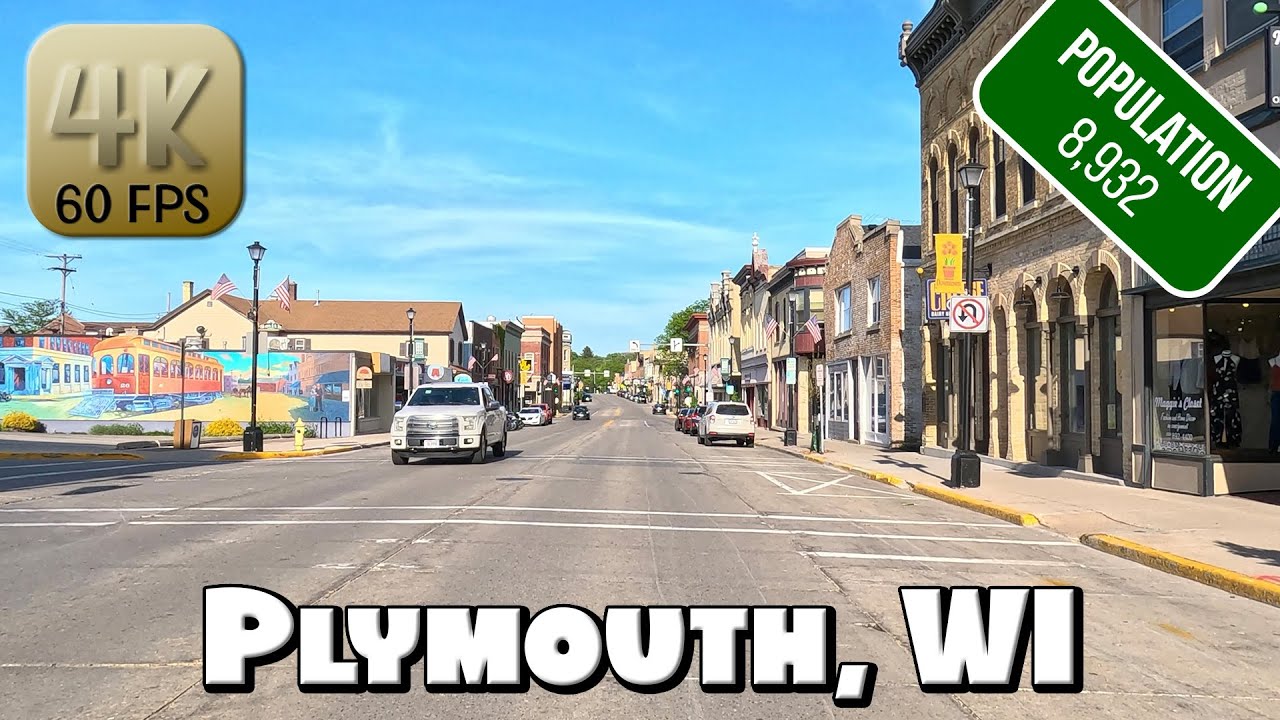 Driving Around Small Town Plymouth, Wisconsin in 4k Video