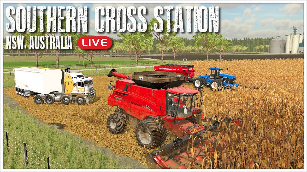 🔴LIVE 🔴 Harvesting Corn - Southern Cross Station, NSW, Australia🦘🦘 - Farm Sim 22