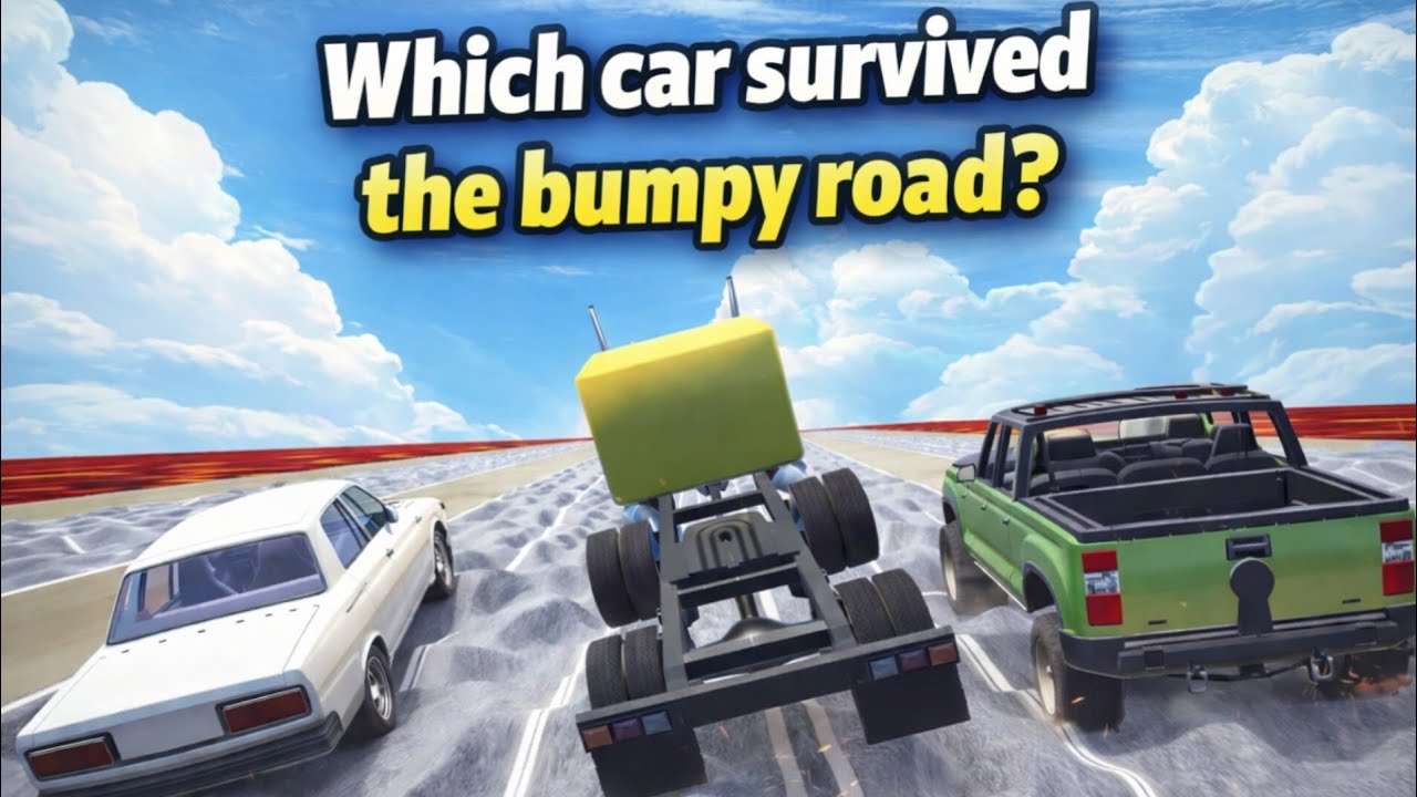 Which car survived the bumpy road? BeamNG DRIVE 