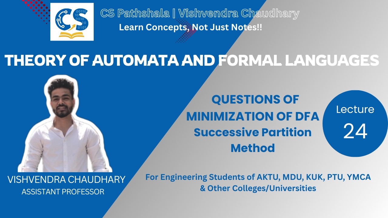 TAFL | Unit-1 | Lecture-24 | Minimization of DFA | Successive Partition Method | AKTU B.Tech CSE