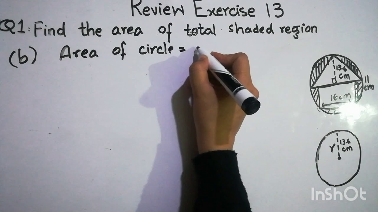 Area of shaded regions,Review Ex#13- Q#1 part (b) in Hindi/Urdu-Oxford New Syllabus Mathematics(D1)