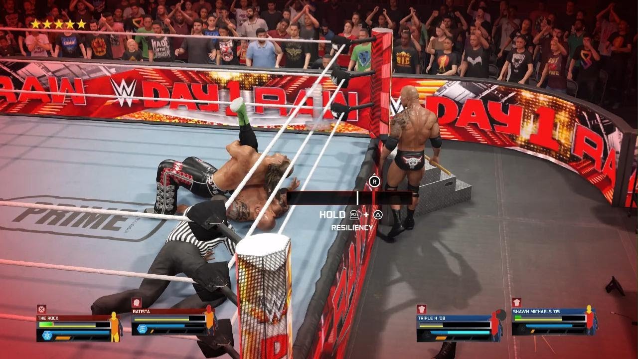 WWE 2K25 - Batista & The Rock vs Triple H & Shawn Michaels | Tag Team Match | PlayStation 5
