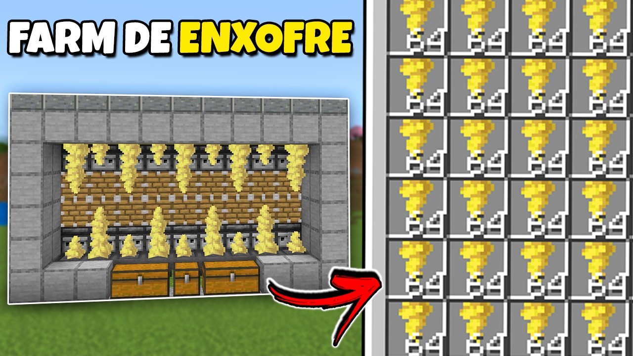 Farm de ENXOFRE Autom&aacute;tica Minecraft Bedrock 1.21/26.32+!