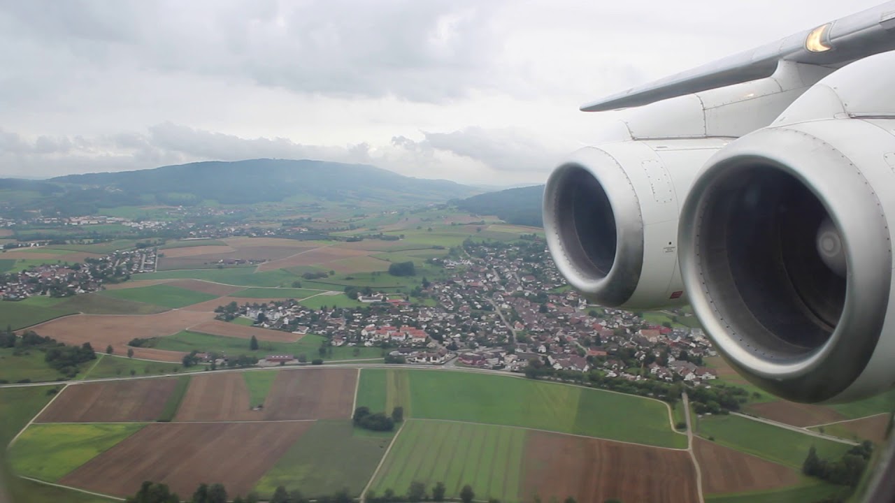 Swiss Avro RJ100 Approach, landing and taxi at Zurich Airport