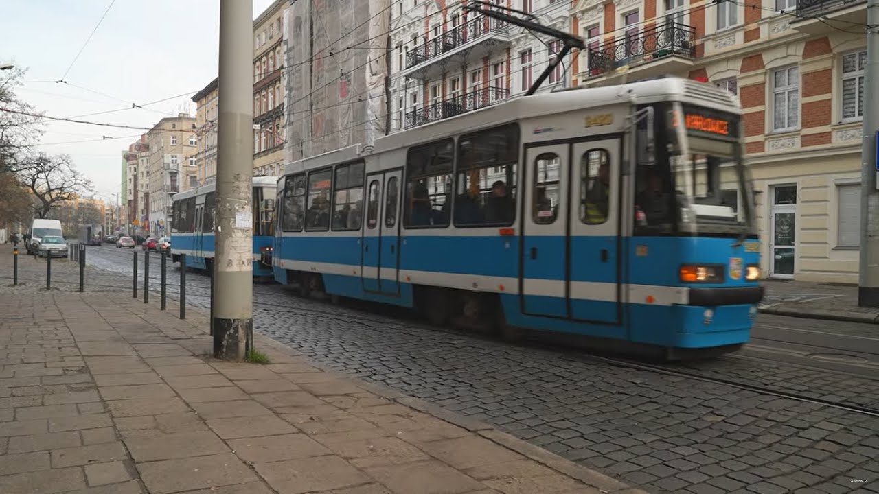Poland, Wrocław, tram 8 ride from Słowiańska to Broniewskiego