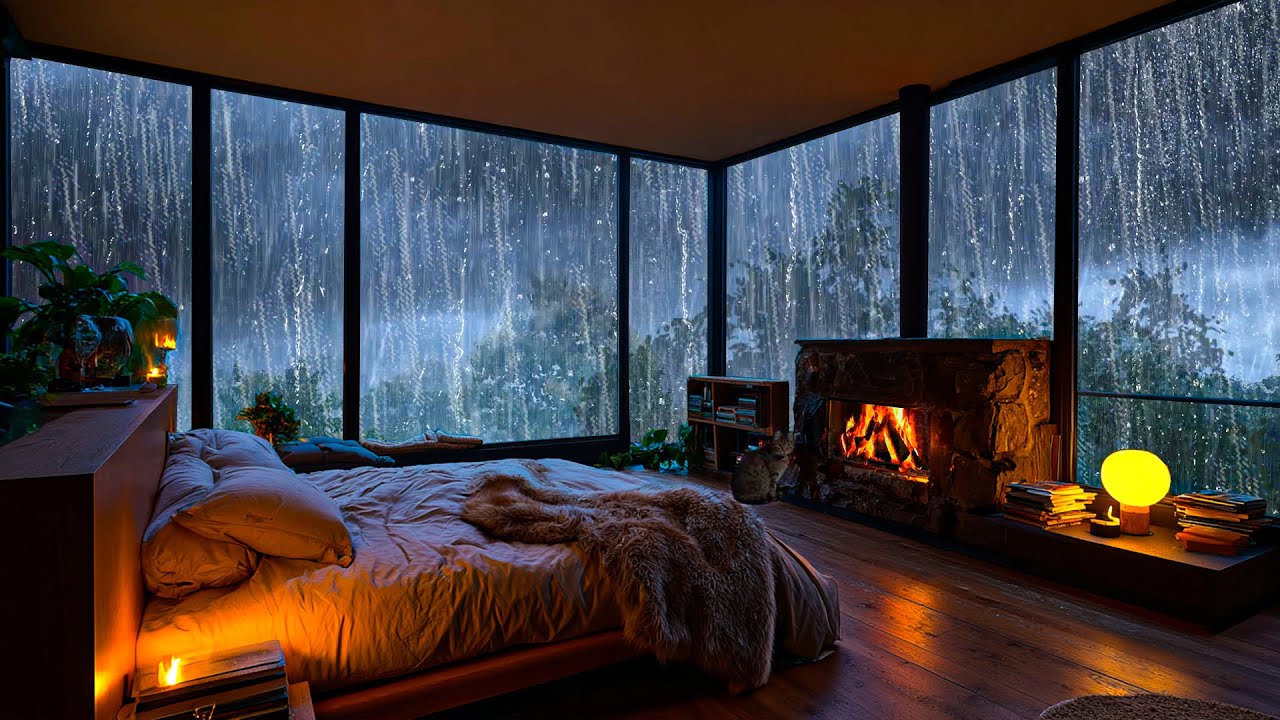 Regengeräusche zum Einschlafen – Starker Regen,Wind und Donner in der Nacht–Rain Sounds for Sleeping