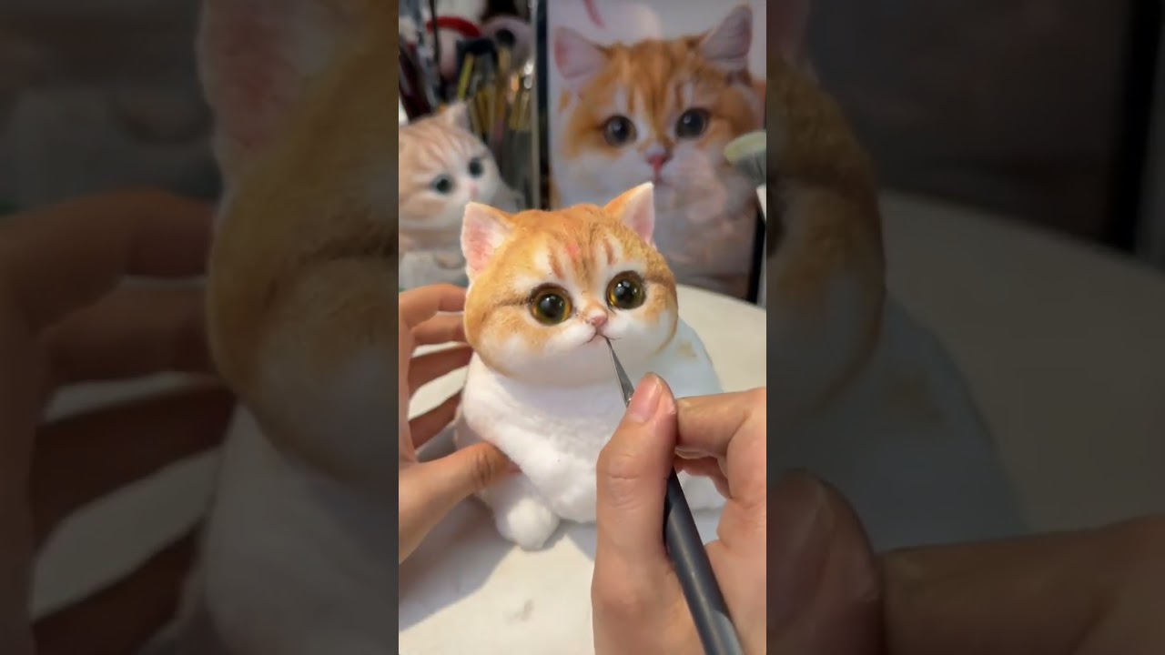 Chubby Golden Shaded Kitten Squishy - Handmade Silicone Desk Toy
