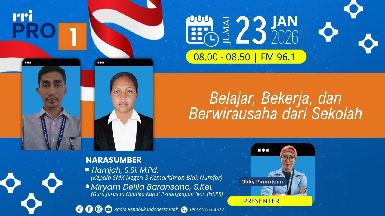 Belajar, Bekerja, dan Berwirausaha dari Sekolah | Bincang Pagi Pro 1 RRI Biak FM 96,1 MHz