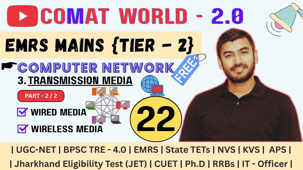 Wired & Wireless Media Explained | Transmission Media | EMRS Mains Tier-2 | Computer Network |