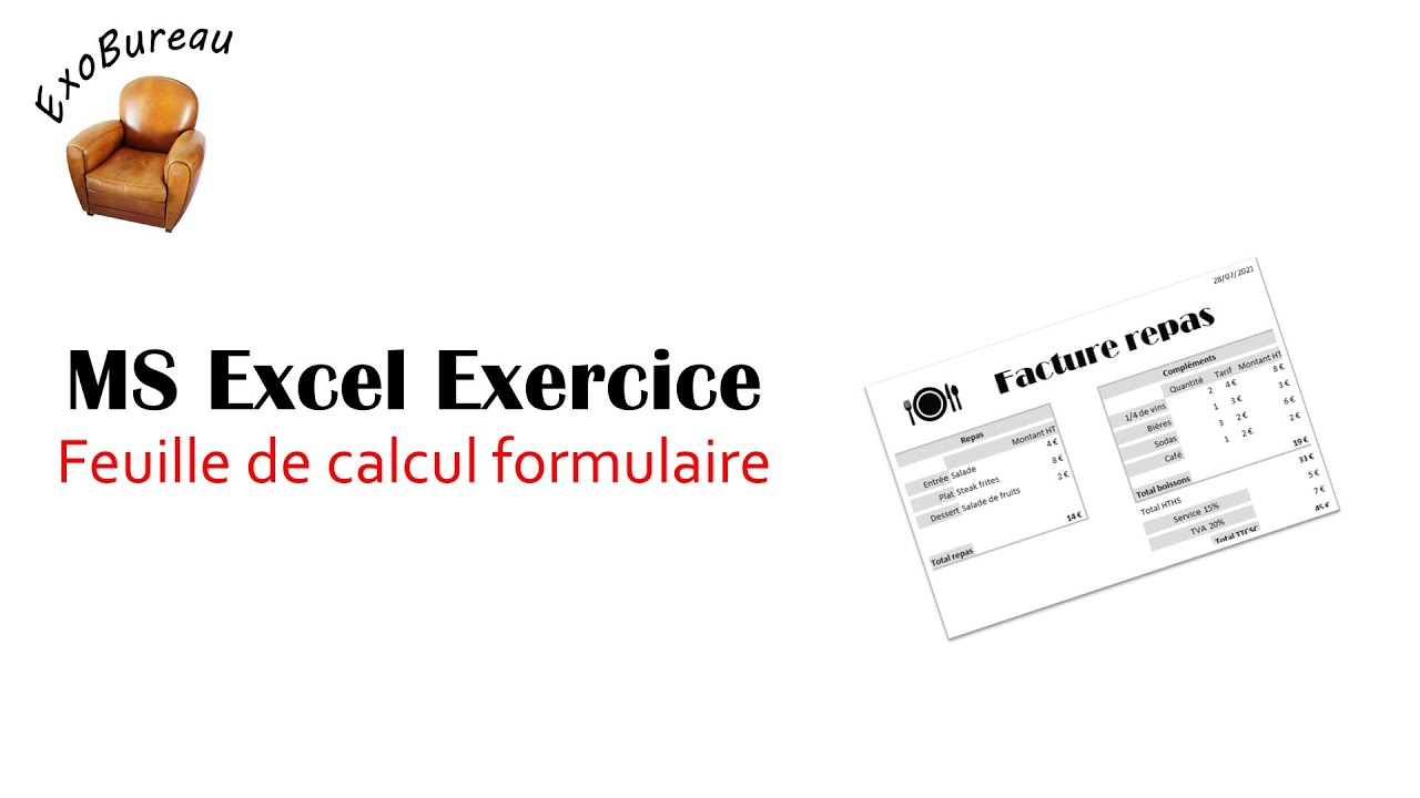 Excel Exercice Facture restaurant (Partie 1)