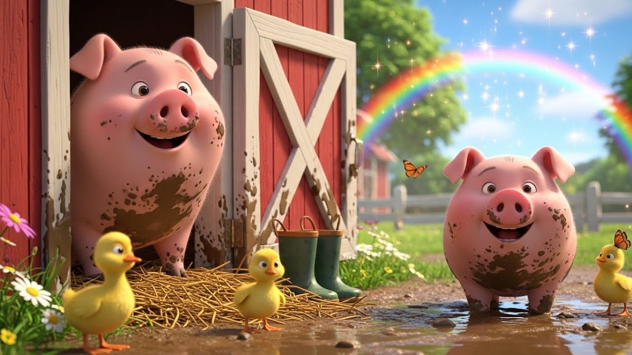 Pinky Pig’s Silly Muddy Day | Fun Farm Animal Rhyme for Kids | Nursery Rhymes & Songs for Children 🌈