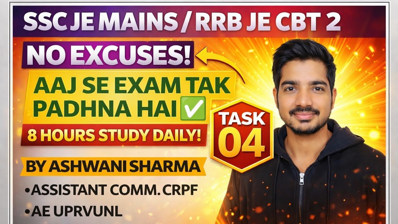 TASK #4 || SSC JE MAINS|| SSC JE PRE|| RRB||  FULL PROOF PLAN|| AAJ SE EXAM TAK|| THE CIVIL BANDA