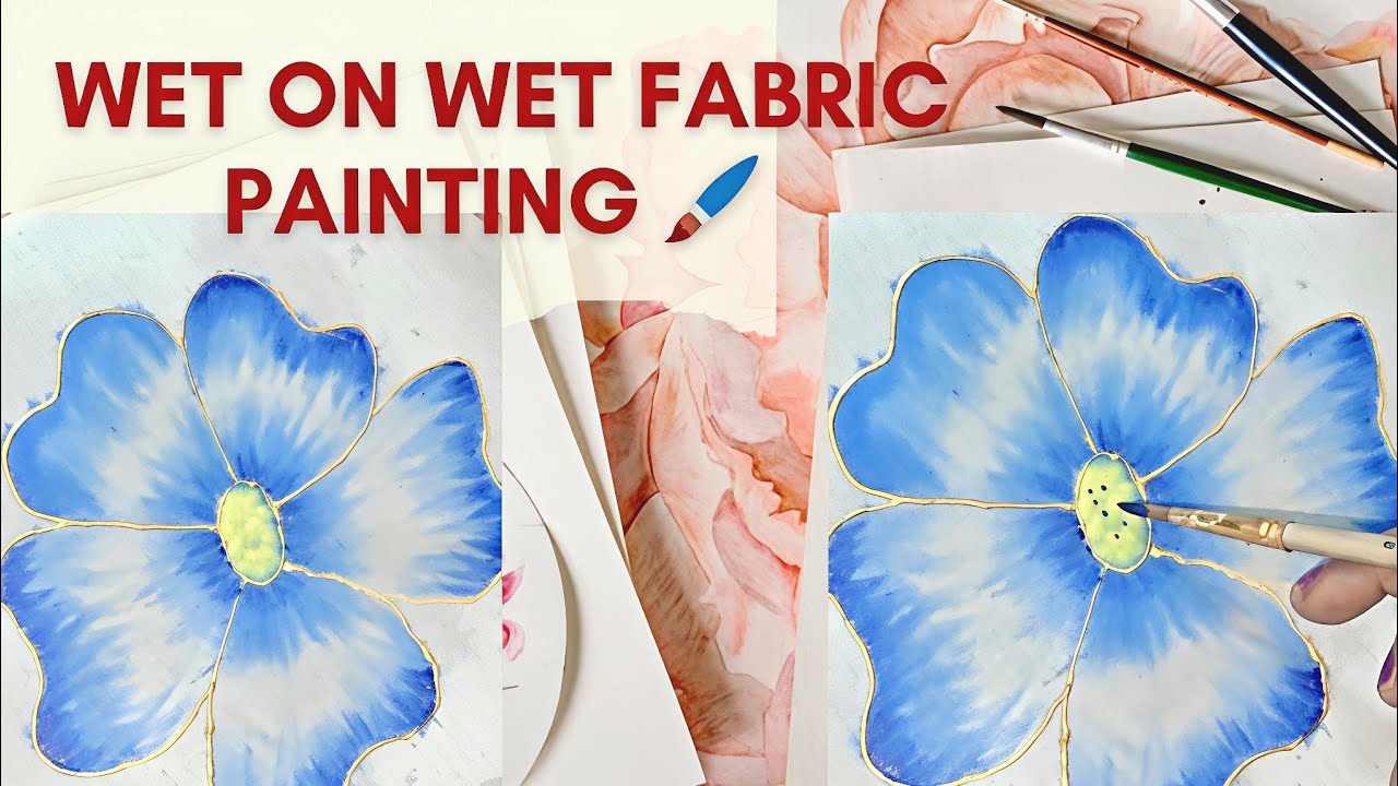 Easy Fabric Painting Blue 💙 Flower #fabricpainting #easyart #paintingtutorial 