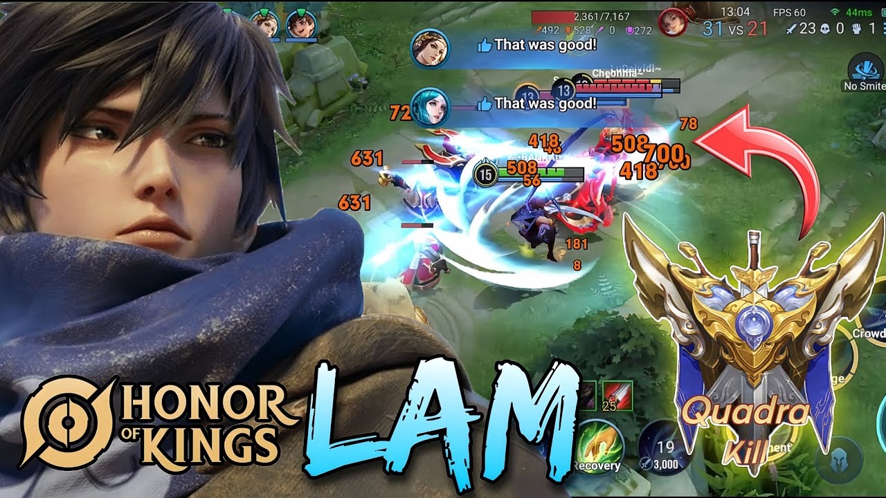 LAM -  Best Jungler | Quadrakill + MVP Full Gameplay | Honor of Kings 2024 (Global)