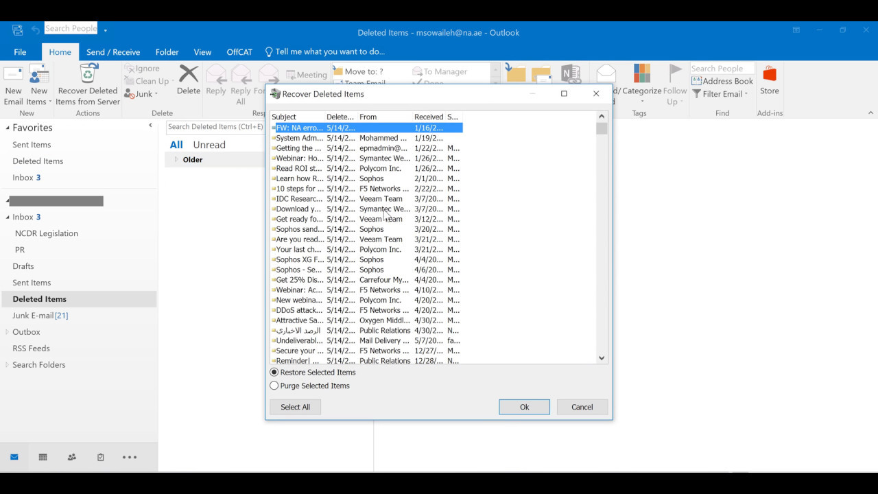 Outlook 2013-2016 - Deleted E-mail Recovery Tutorial