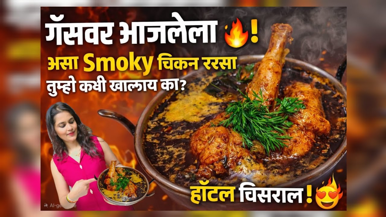 गॅसवर भाजलेला मसाला! 🔥एकदा हा गावठी  असा Smoky चिकन रस्सा तुम्ही कधी खाल्लाय का? 🍗 हॉटेल विसराल! 😍🔥