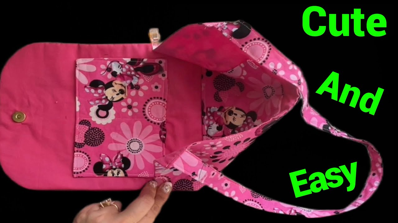 How To Make A Simple Flap Over Handbag Purse With Pockets Inside/Easy Sewing Tutorial For Beginners
