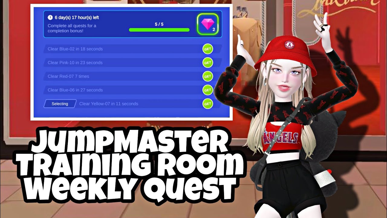 [Weekly Quest] ZEPETO JumpMaster training room// Blue-2,Pink-10,Red-7, Blue- 6,Yellow- 7