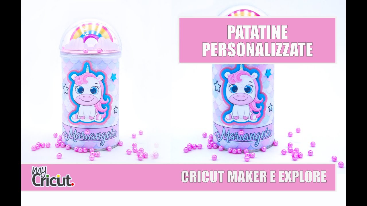 Patatine personalizzate, confezione a tubo. Con Cricut Maker ed Explore