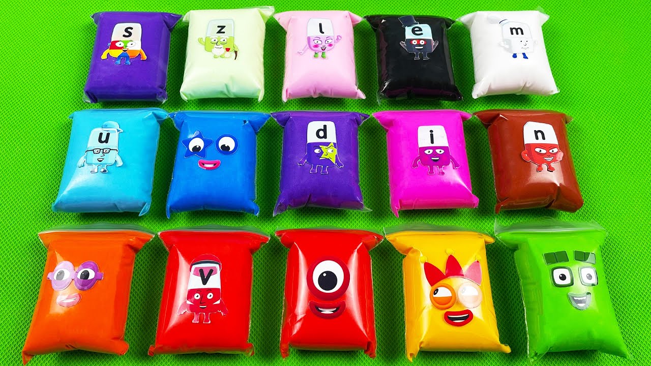 Numberblocks & Alphablocks - Looking For Clay With Mini Bags Coloring! Slime ASMR