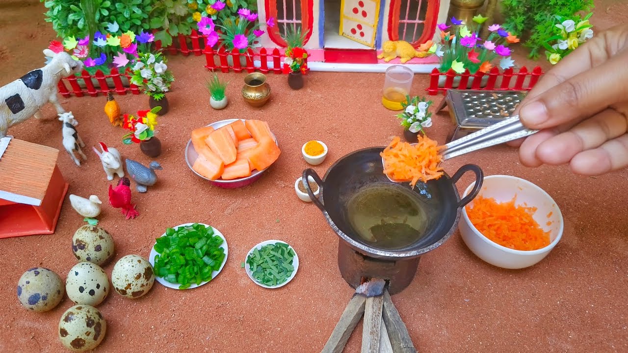Carrot 🥕 & Egg masala Omlette 🍳 Recipe| Munni's Miniature|