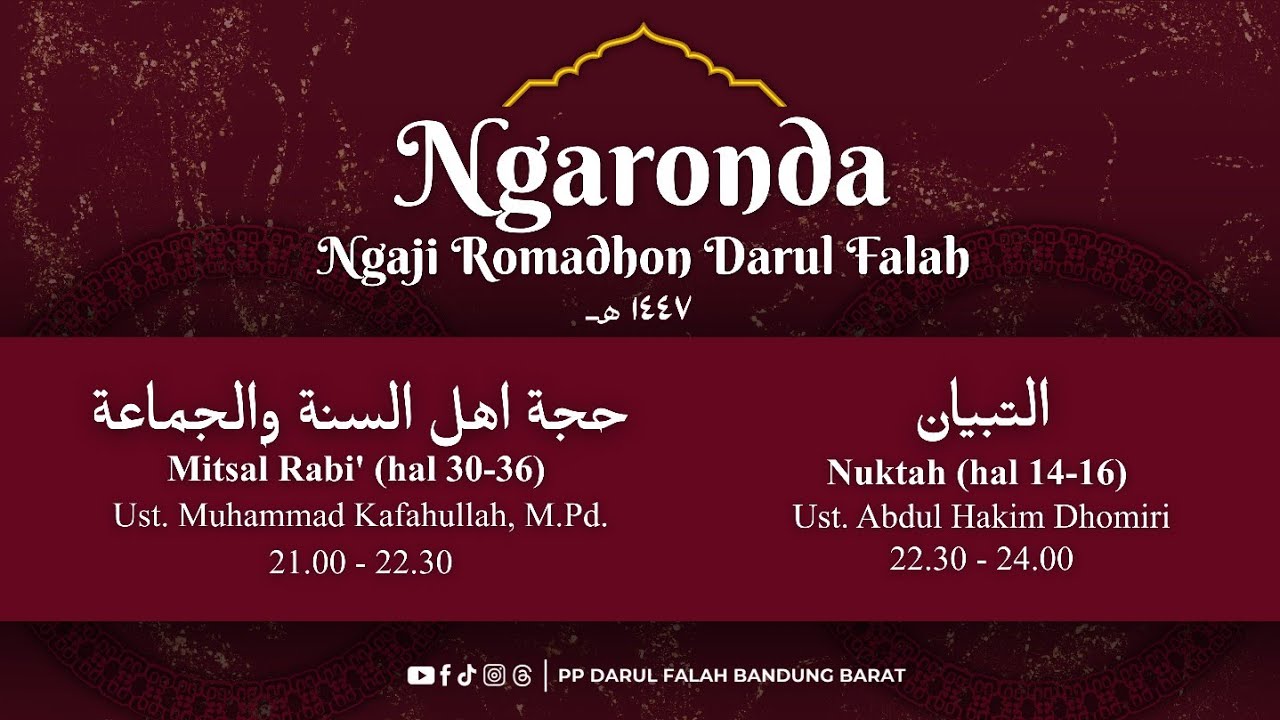 PENGAJIAN PASARAN MALAM ROMADHON PONDOK PESANTREN DARUL FALAH BANDUNG BARAT 2026
