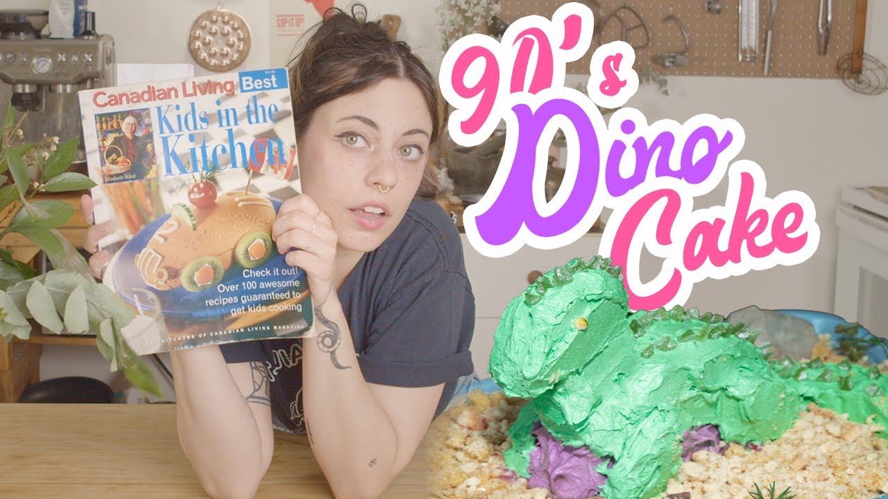 making a dinosaur cake from a 1998 kids cookbook | gf vegan orange creamsicle cake