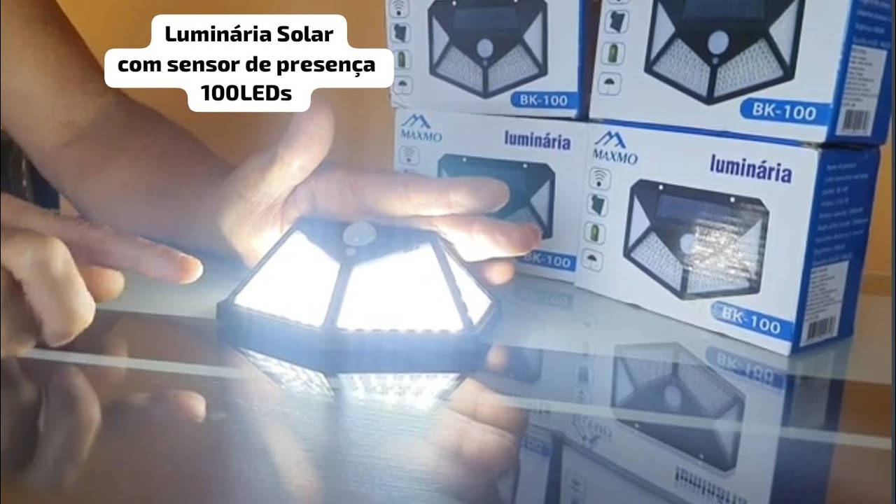 Luminária Solar LED Maxmo BK-100: Instalação e Teste (100 LEDs e Sensor de Presença!)